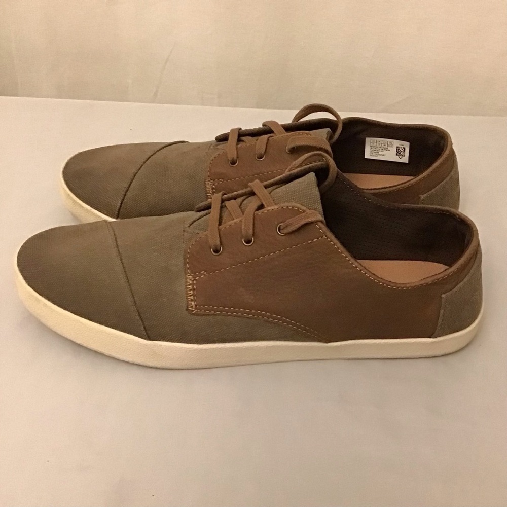 Toms 13 Paseo Sneakers Canvas Leather Brown Lace Up Mens Shoes - Picture 10 of 10